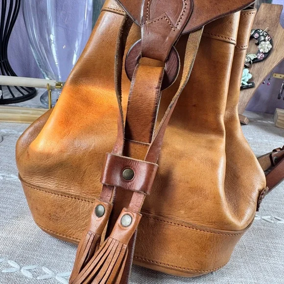 Classic Tan Leather Fringe Backpack Unbranded - Picture 12 of 12